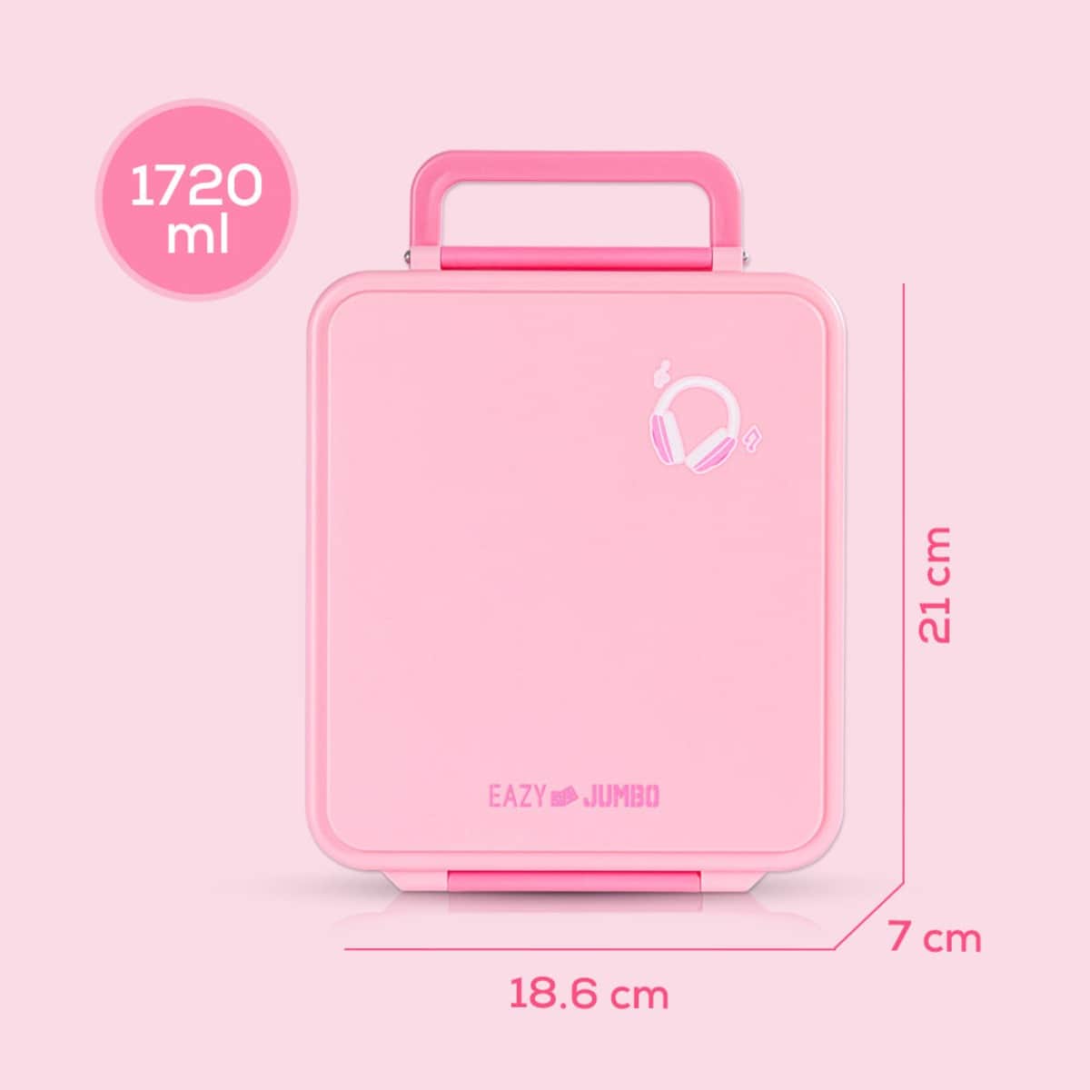 Eazy Kids Pink Jumbo Bento Lunch Box with Thermos & Dip Jar Set
