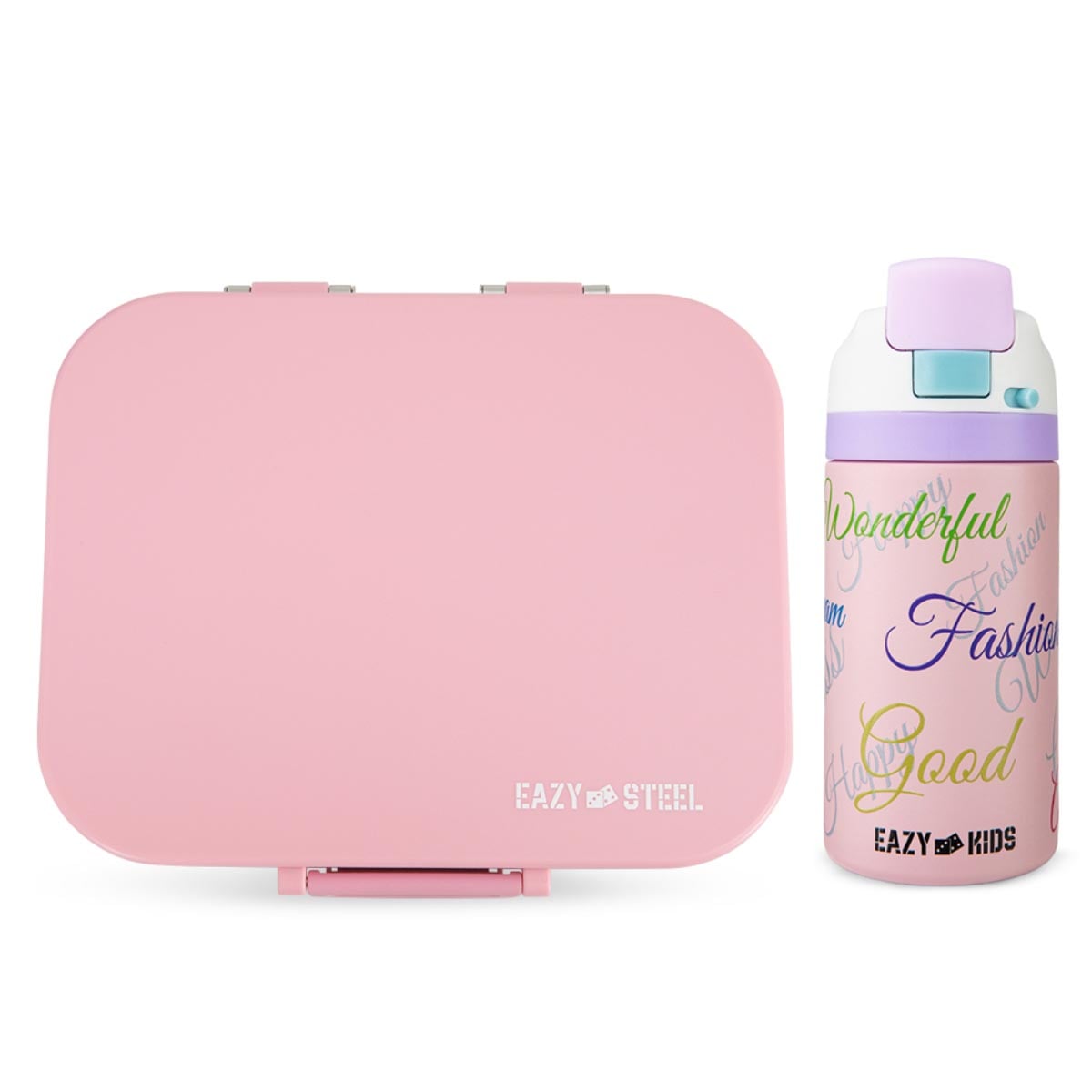 Eazy Kids Pink Premium Bento Lunch Box with 445ml Water Bottle
