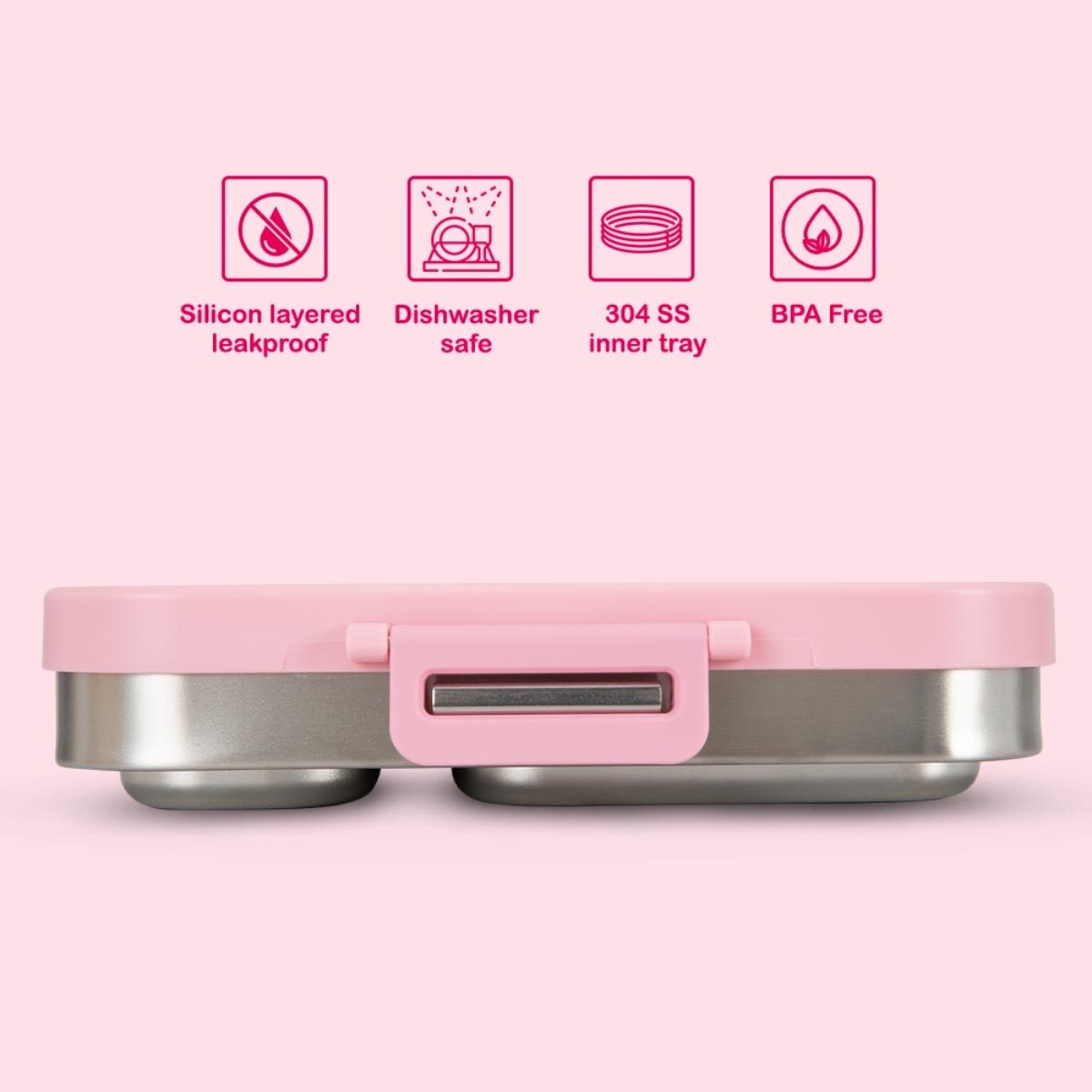Eazy Kids Pink Premium Lunch Box with Insulated Lunch Bag