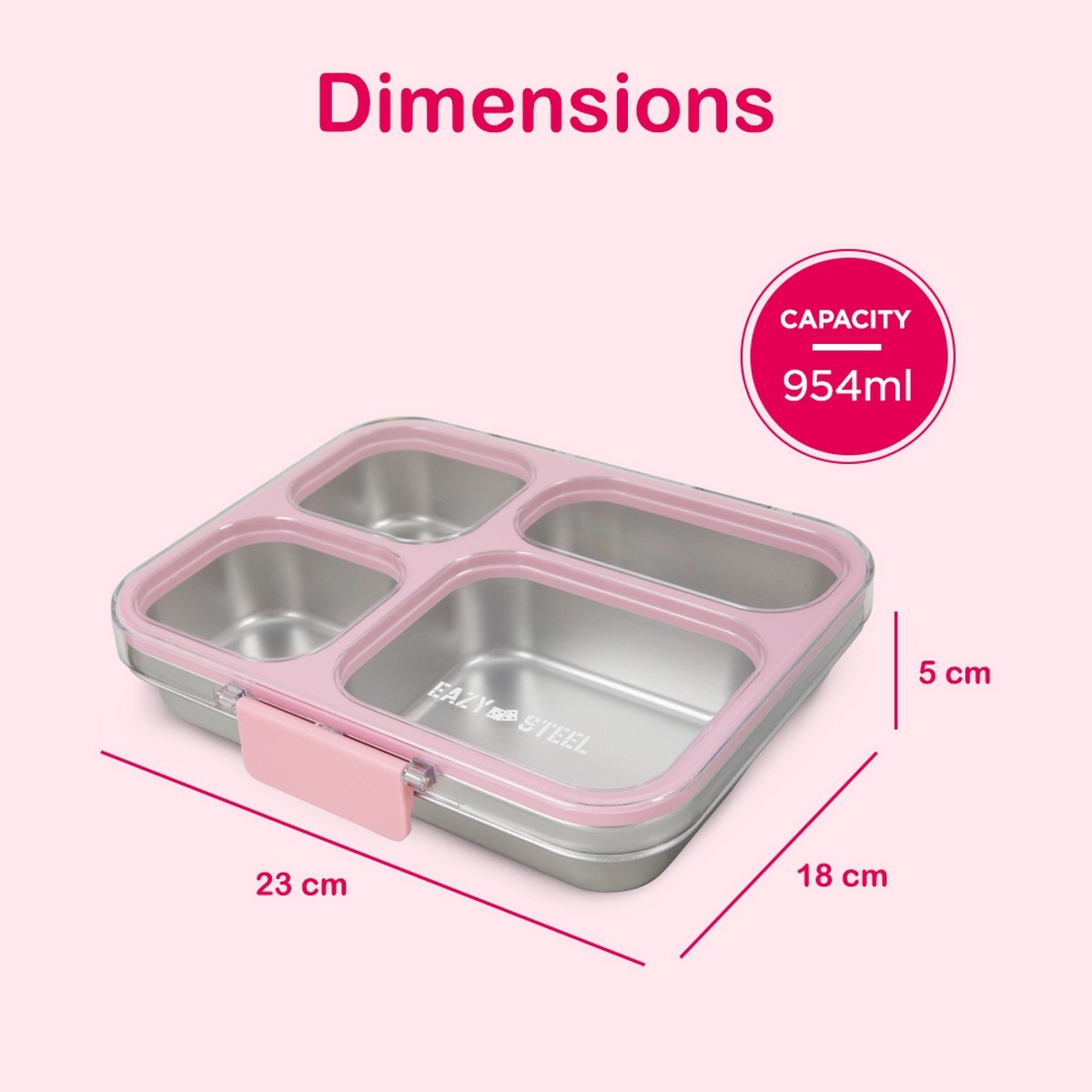 Eazy Kids Stainless Steel Bento Lunch Box with Tritan Lid