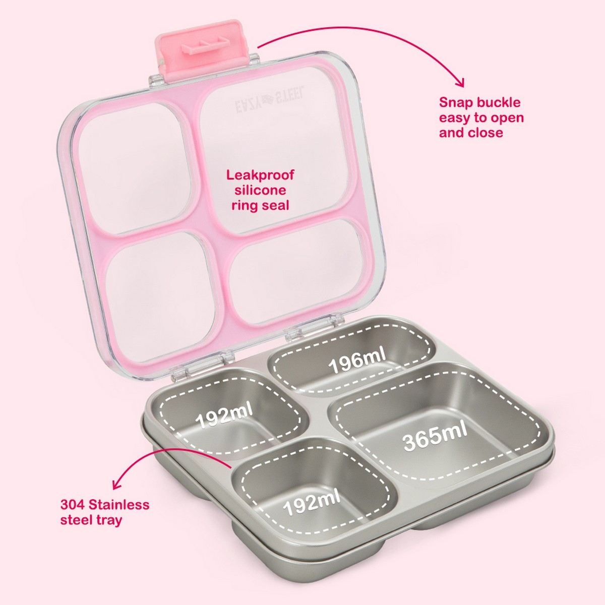 Eazy Kids Stainless Steel Bento Lunch Box with Tritan Lid