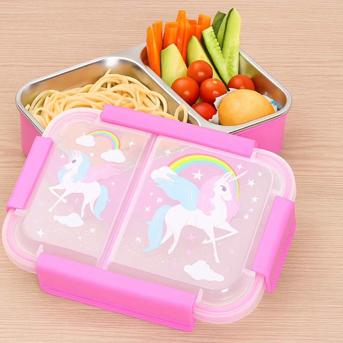 إيزي كيدز علبة غداء بنتو معزولة من الفولاذ الوردي للجنسين من عمر 3 إلى 4 سنوات