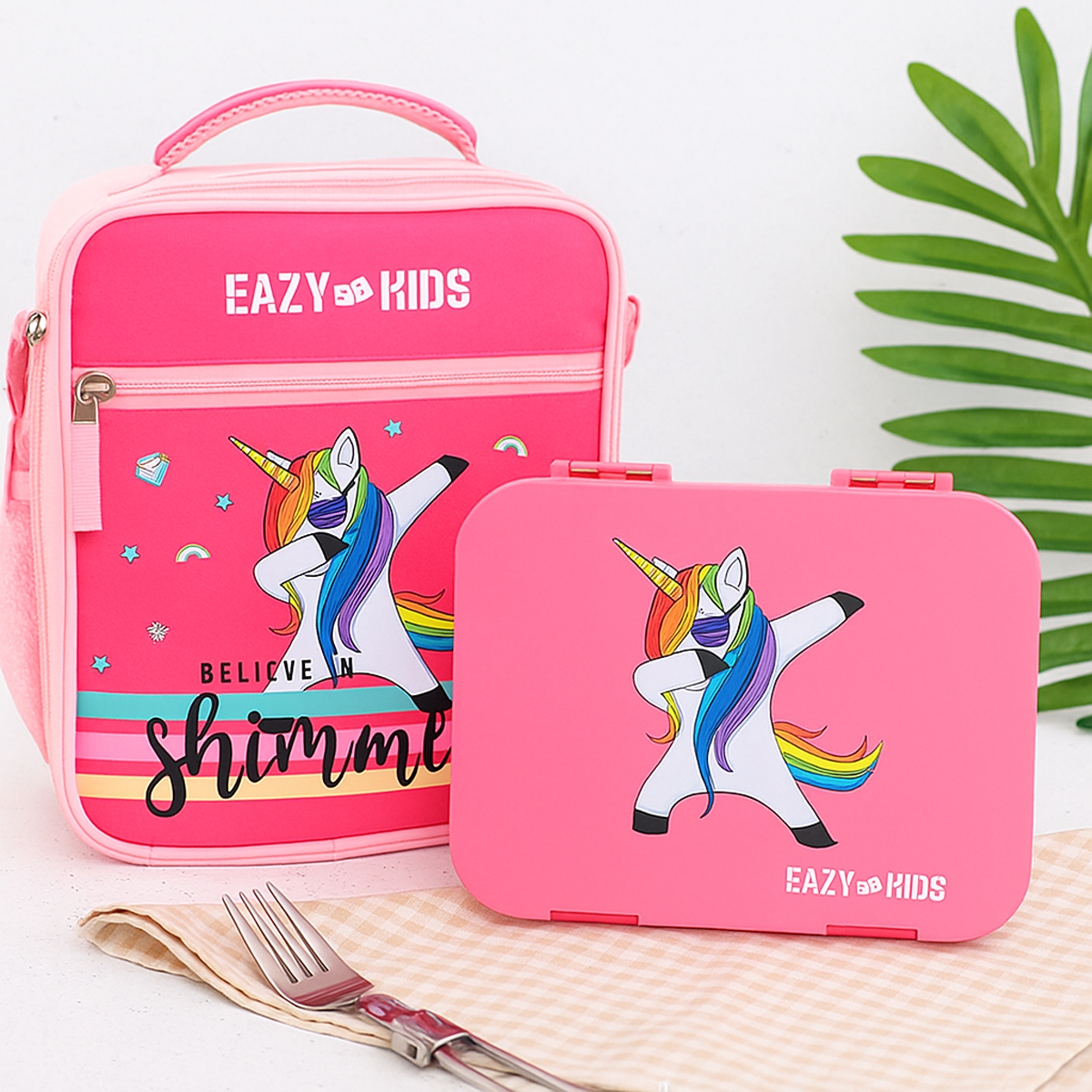 Eazy Kids Pink Unicorn Bento Lunch Bag Unisex, 3-4 Years