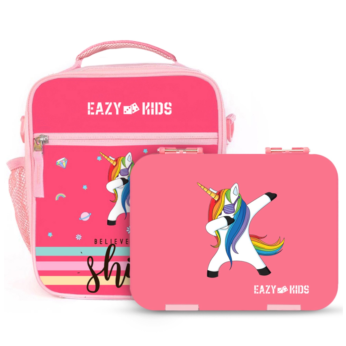 Eazy Kids Pink Unicorn Bento Lunch Bag Unisex, 3-4 Years
