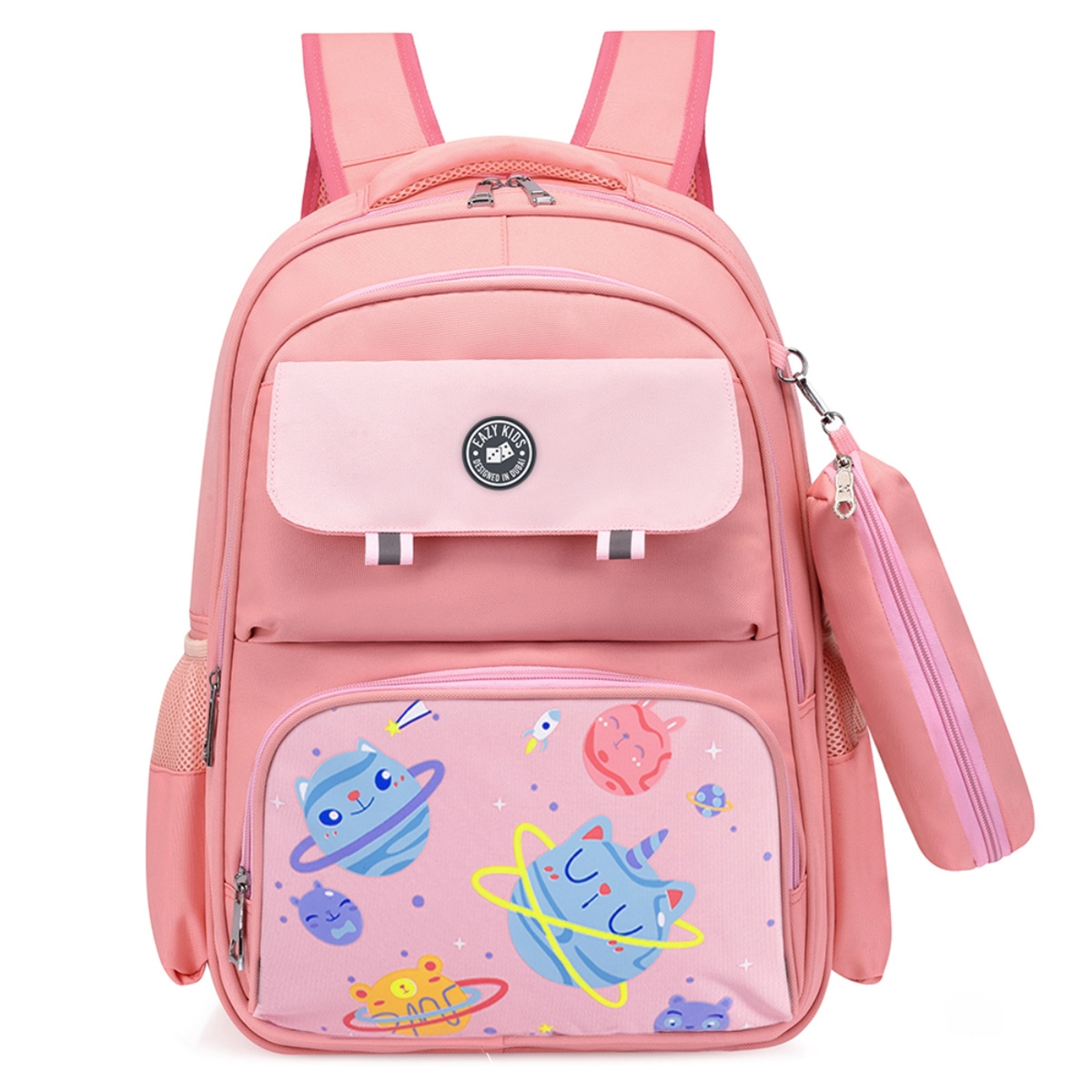 Eazy Kids Pink Unicorn Planet School Bag with Pencil Case Unisex, 3-4 Years