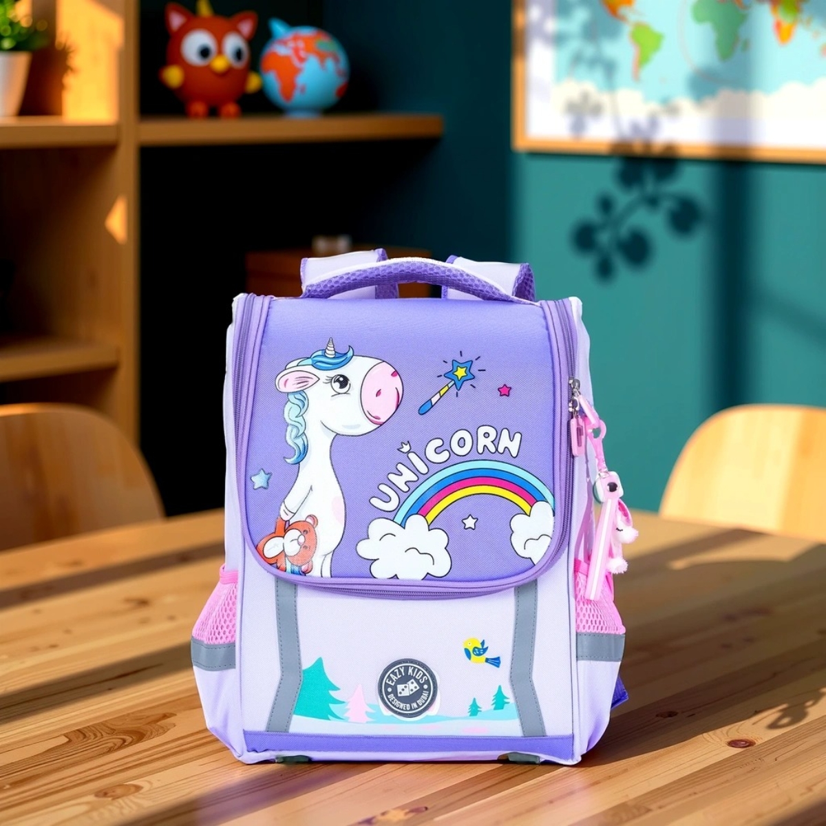 Eazy Kids Prince Purple Unicorn School Bag Unisex, 3-4 Years