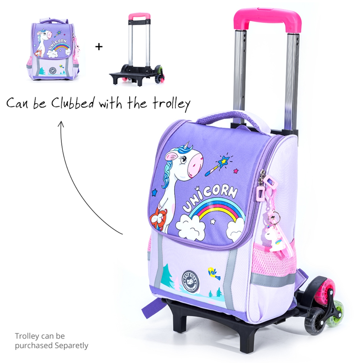 Eazy Kids Prince Purple Unicorn School Bag Unisex, 3-4 Years