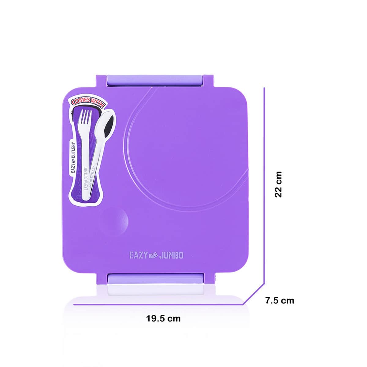 Eazy Kids Purple 3/4 Jumbo Lunch Box & Bowl with Spoon & Fork Set