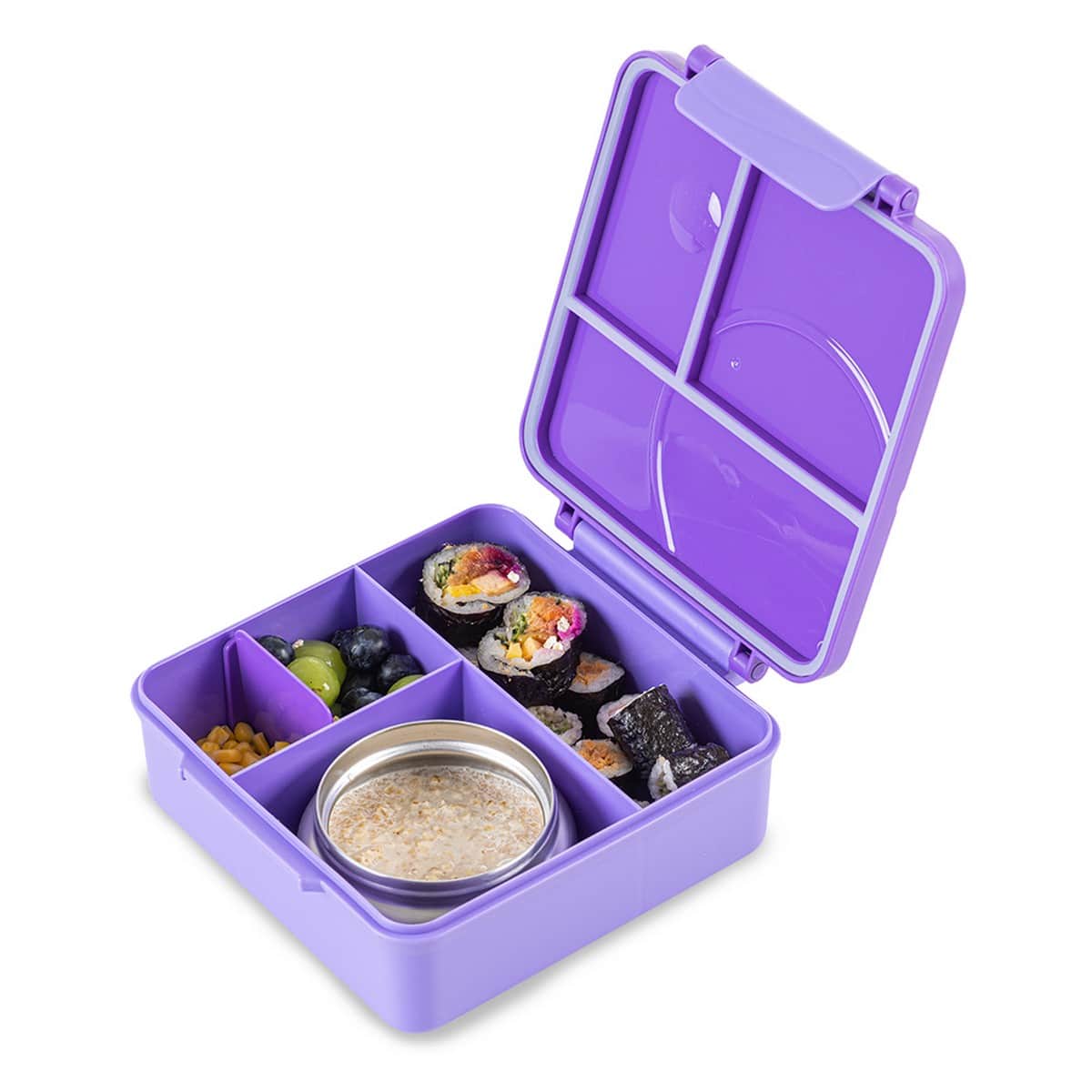 Eazy Kids Purple 3/4 Jumbo Lunch Box & Bowl with Spoon & Fork Set