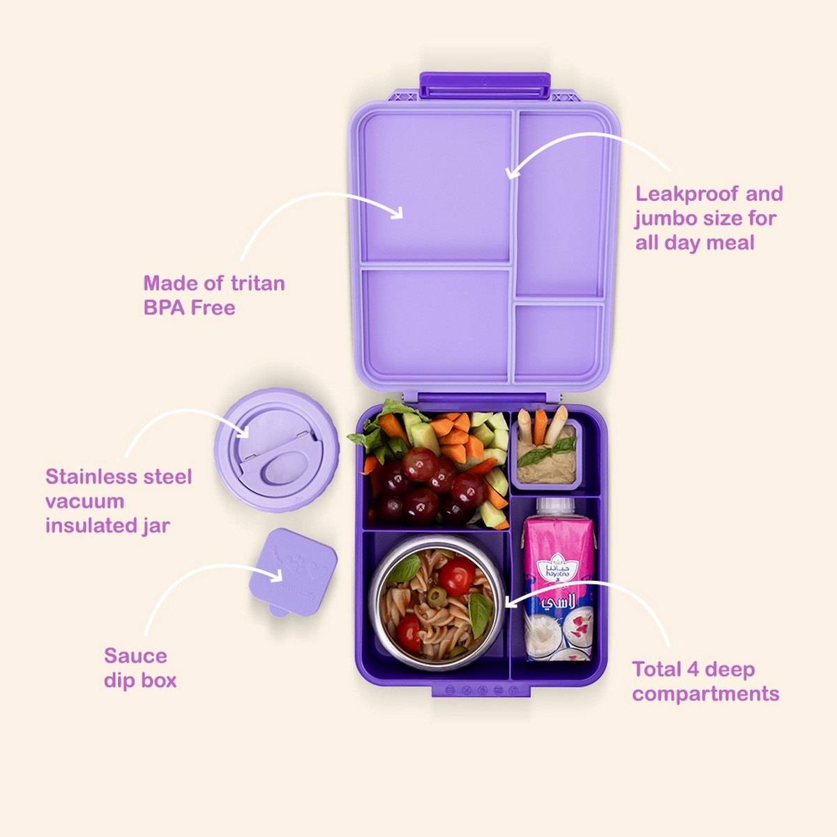 Eazy Kids Insulated Lunch Bag with Jumbo Bento Lunch Box