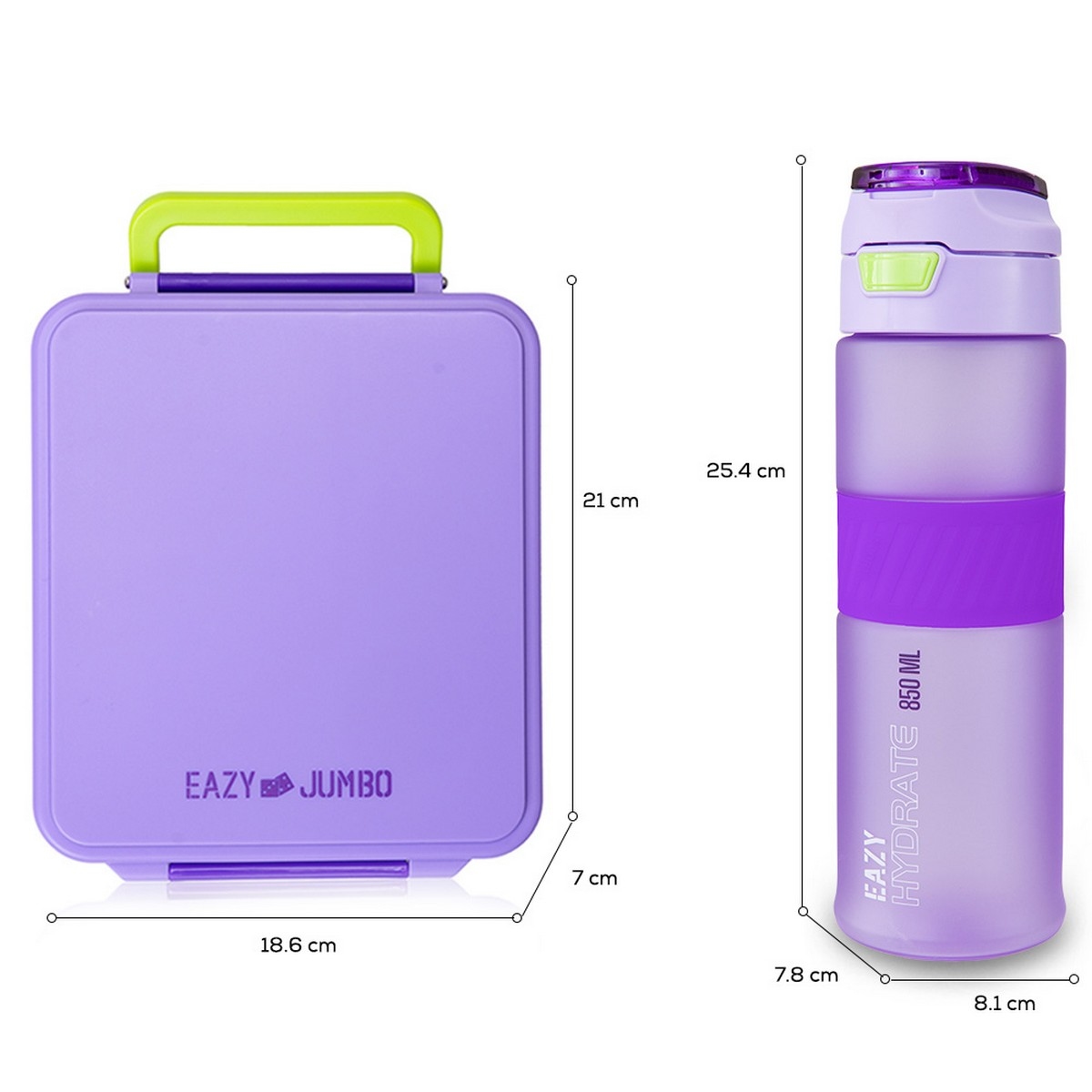 Eazy Kids Jumbo Bento Lunch Box with 850ml Tritan Water Bottle