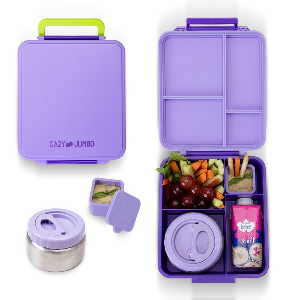 Eazy Kids Jumbo Bento Lunch Box with 850ml Tritan Water Bottle
