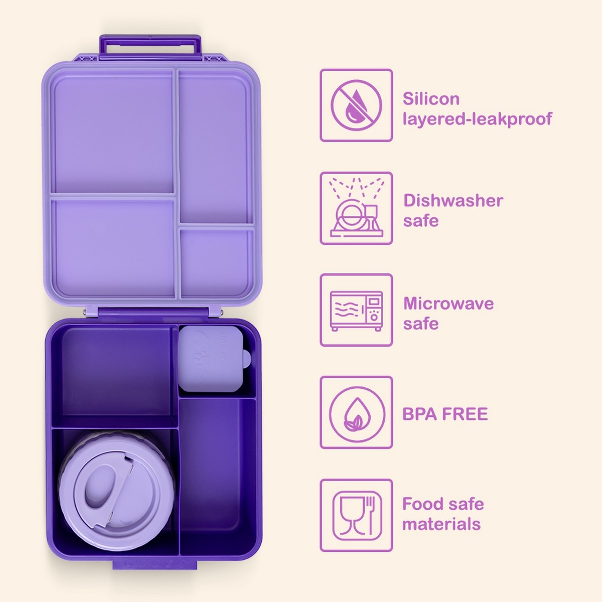 Eazy Kids Jumbo Bento Lunch Box with 850ml Tritan Water Bottle