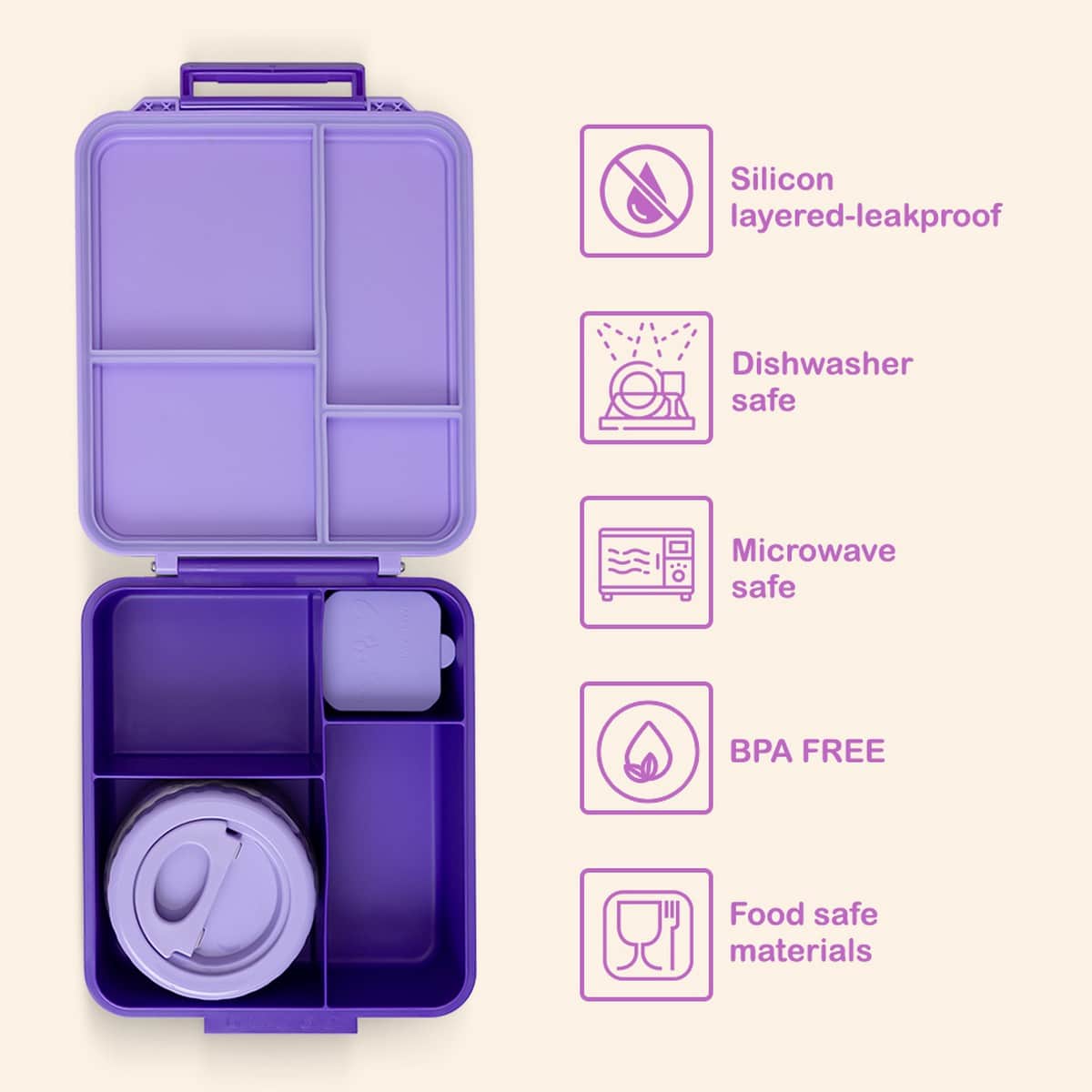 Eazy Kids Jumbo Bento Lunch Box with 850ml Tritan Water Bottle