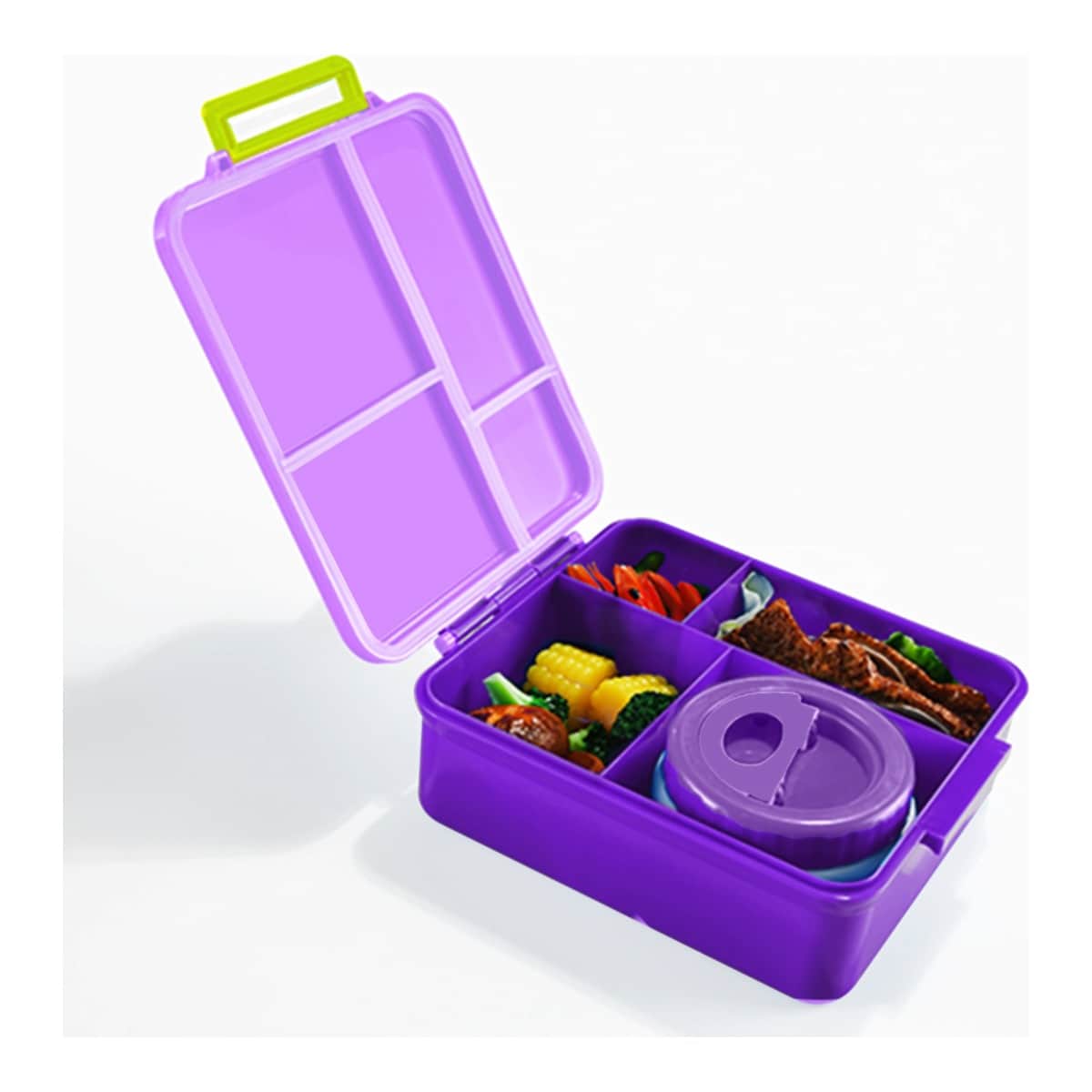 Eazy Kids Purple Jumbo Bento Lunch Box with Lunch Bag, Thermos & Dip Jar Set
