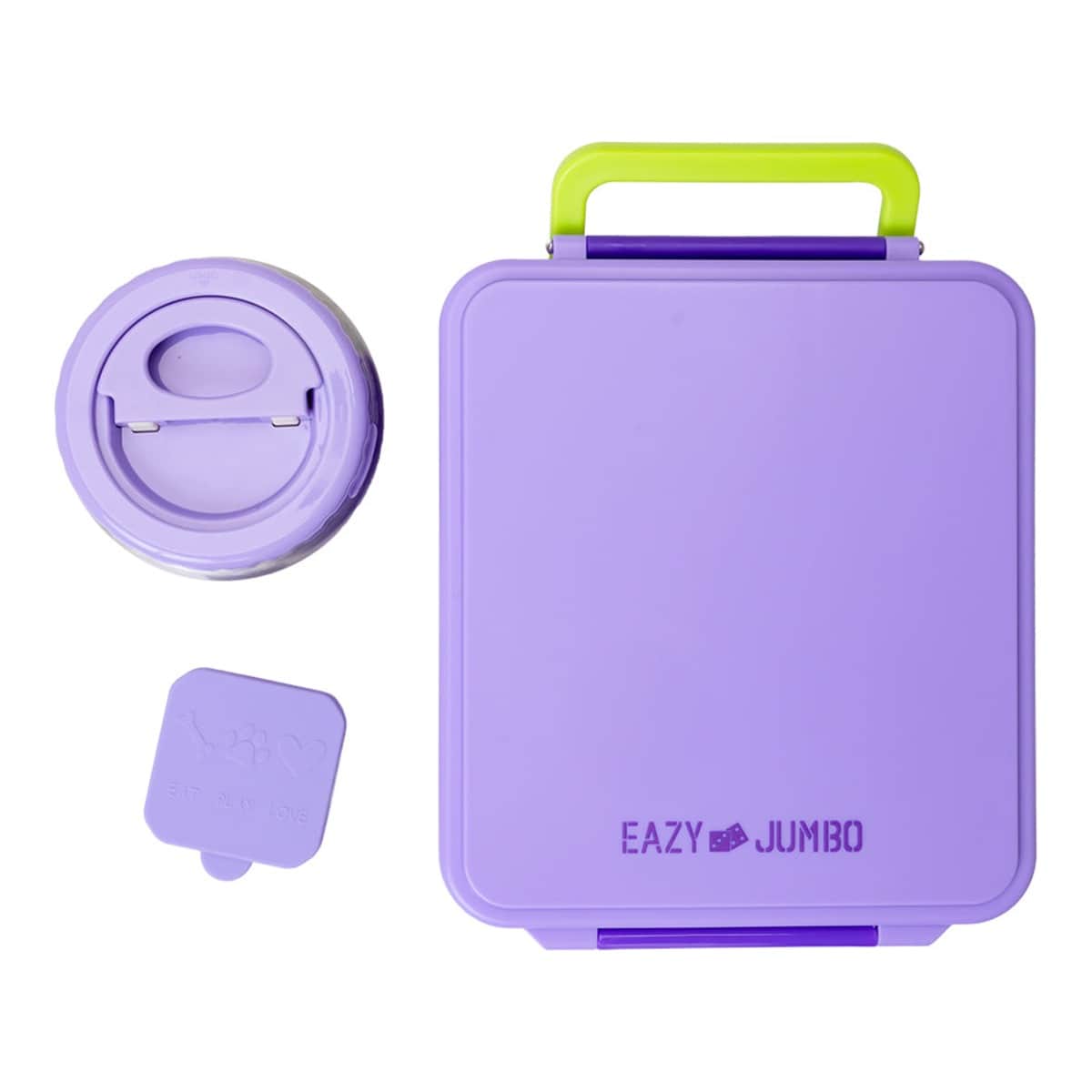 Eazy Kids Purple Jumbo Bento Lunch Box with Thermos & Dip Jar Set