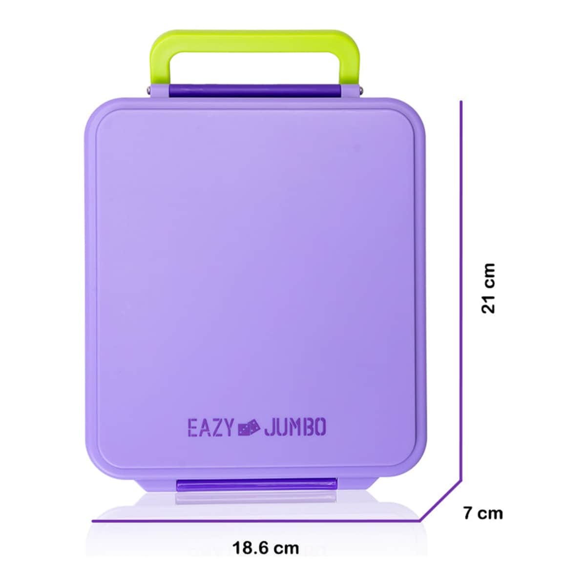 Eazy Kids Purple Jumbo Bento Lunch Box with Thermos & Dip Jar Set