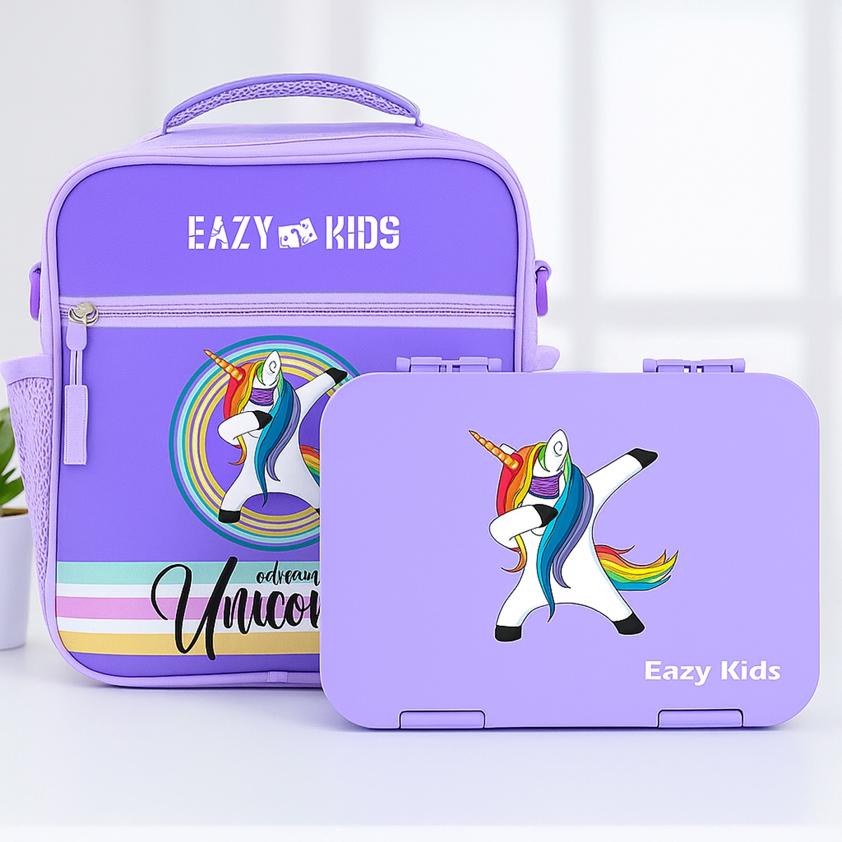 Eazy Kids Purple Unicorn Bento Lunch Bag Unisex, 3-4 Years