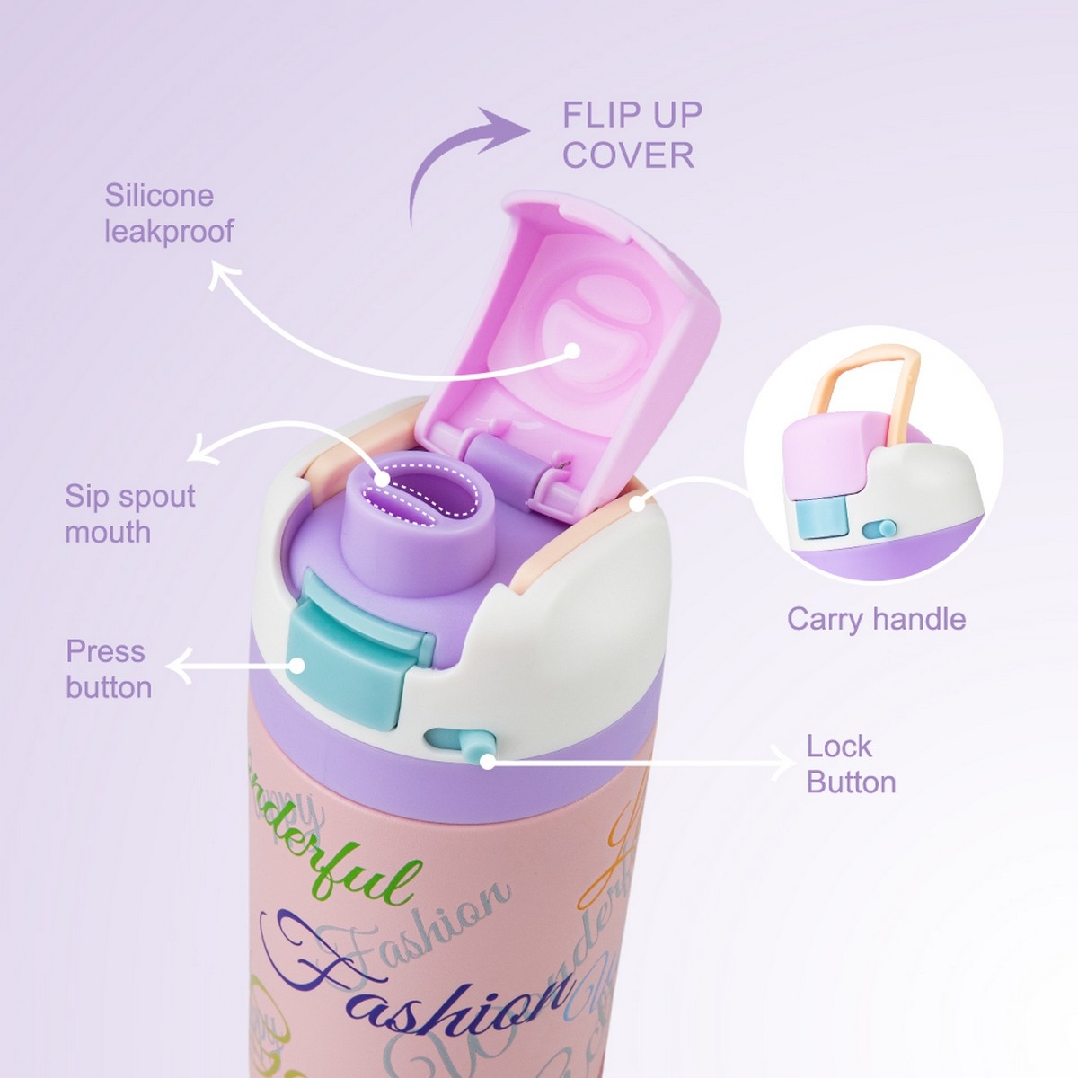 Eazy Kids Purrfect School Bag with Stainless Steel Water Bottle