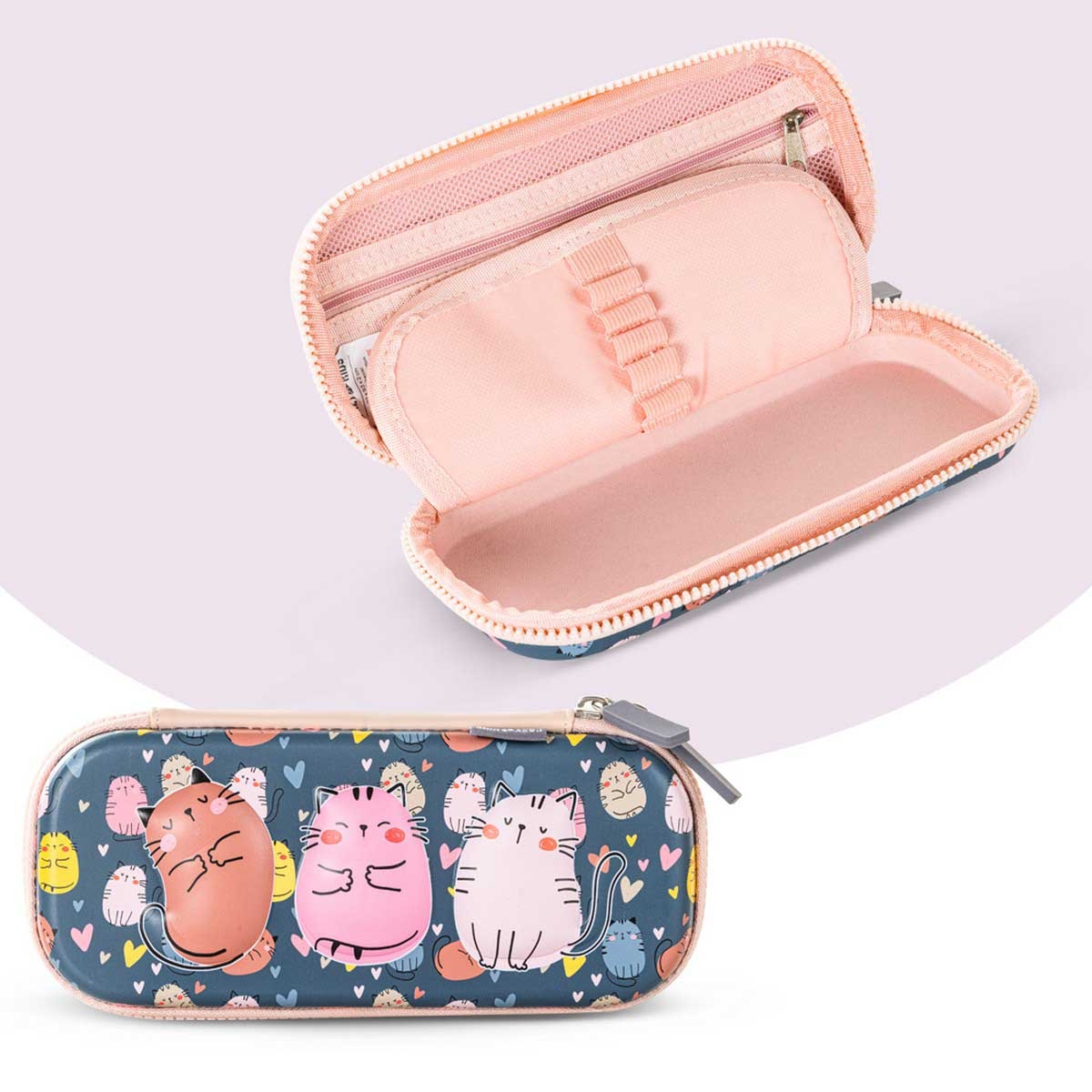 Eazy Kids Purrfect School Bag with Stainless Steel Water Bottle