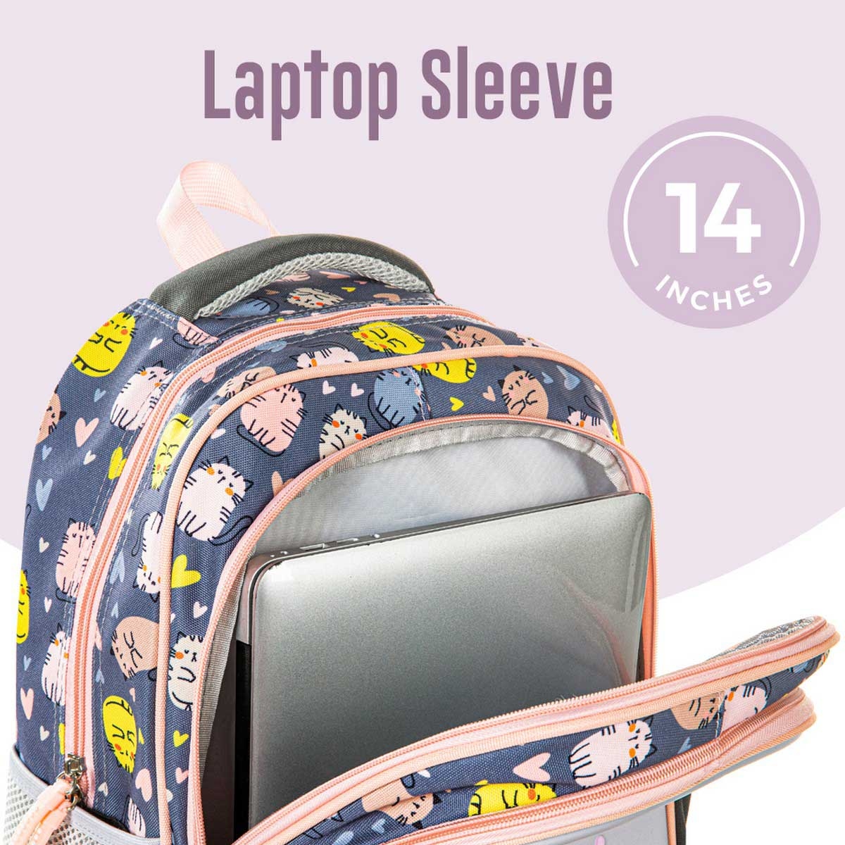 Eazy Kids Purrfect School Bag with Stainless Steel Water Bottle