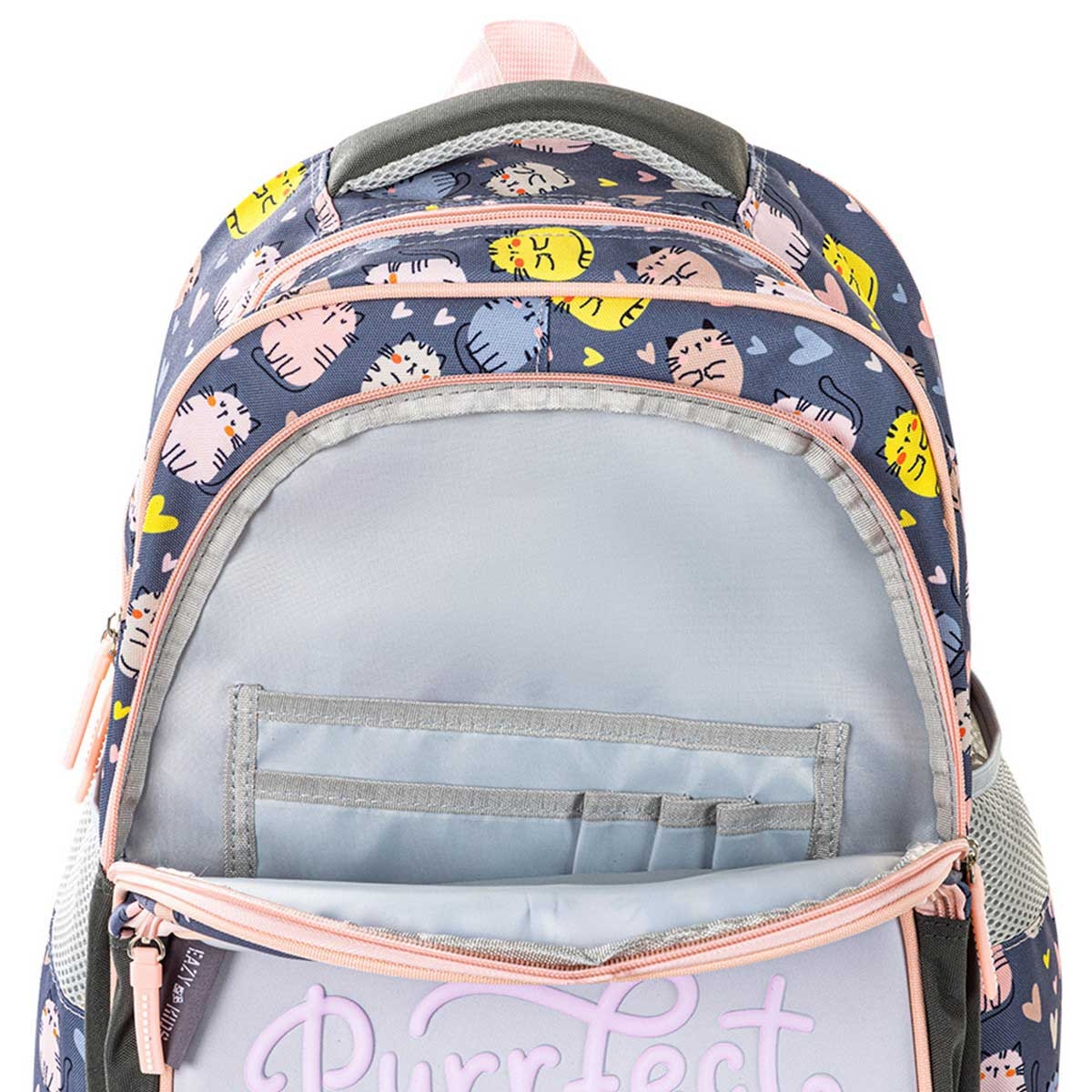 Eazy Kids Purrfect School Bag with Stainless Steel Water Bottle