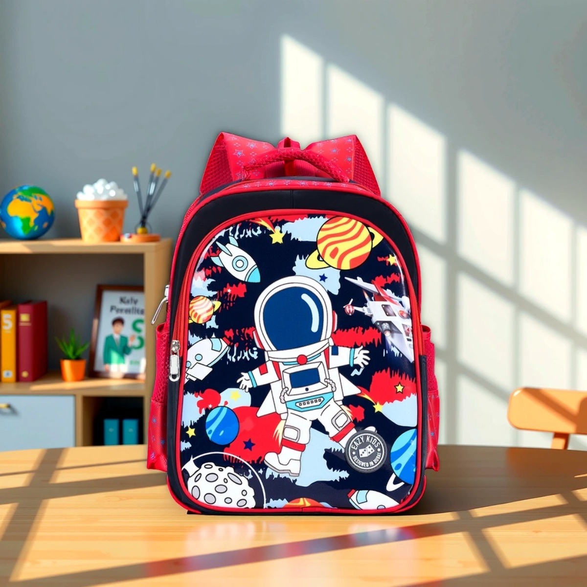 إيزي كيدز حقيبة مدرسية رائد فضاء باللون الأحمر للجنسين من عمر 3 إلى 4 سنوات