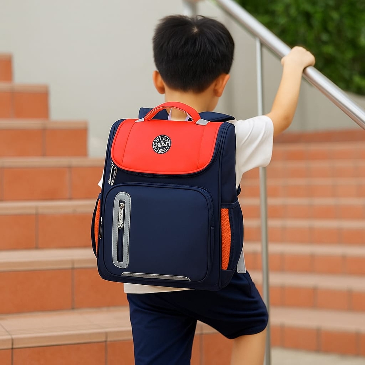 Eazy Kids Red/Blue Ergonomic School Bag Unisex, 3-4 Years
