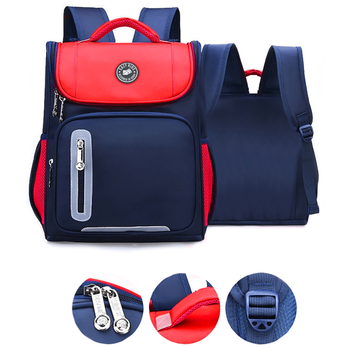 Eazy Kids Red/Blue Ergonomic School Bag Unisex, 3-4 Years