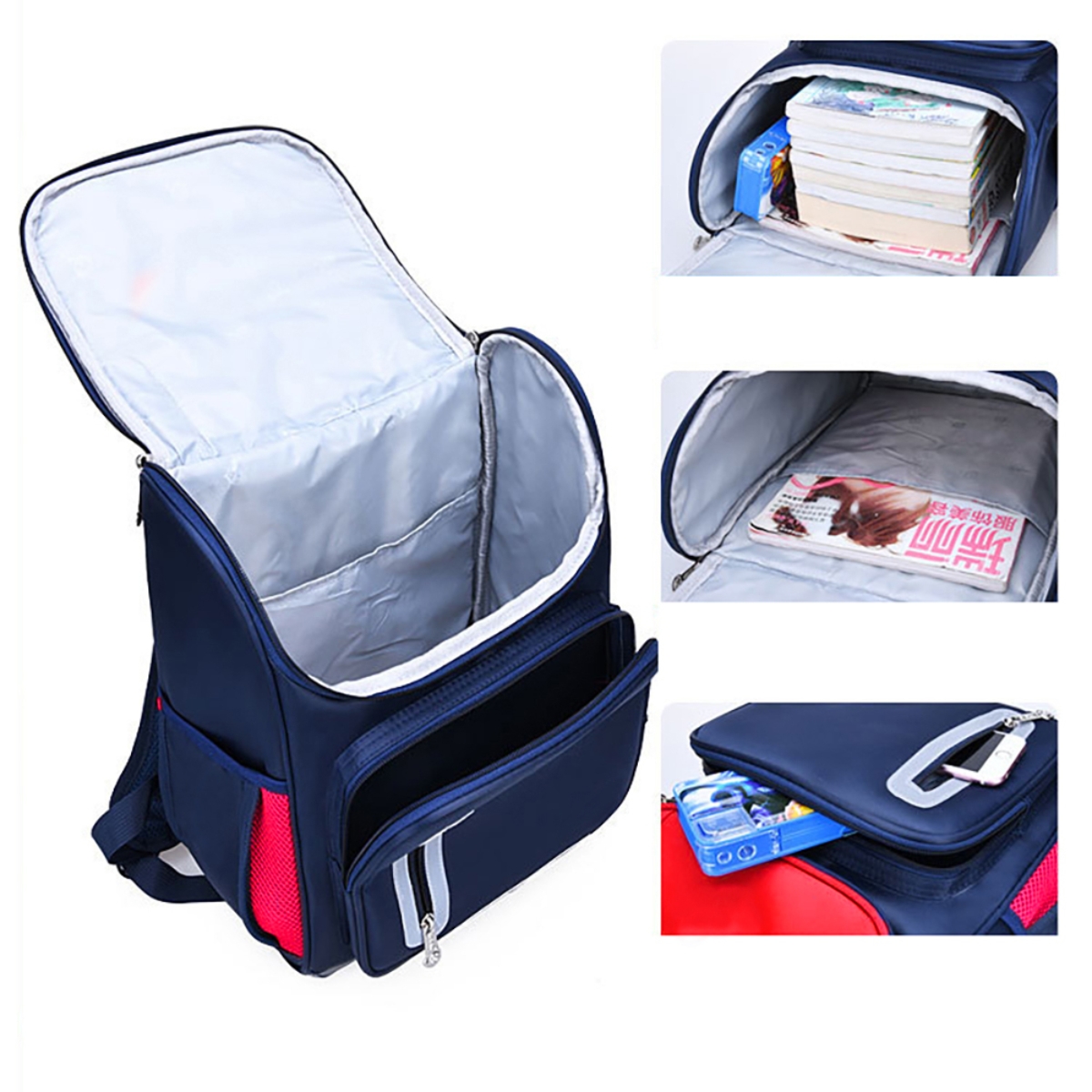 Eazy Kids Red/Blue Ergonomic School Bag Unisex, 3-4 Years