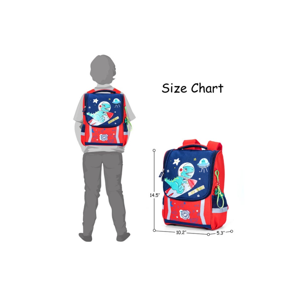 إيزي كيدز حقيبة مدرسية دينو في الفضاء مع عربة