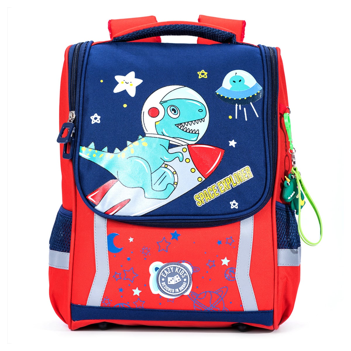 Eazy Kids Red School Bag Dinosaur In Space Unisex, 3-4 Years
