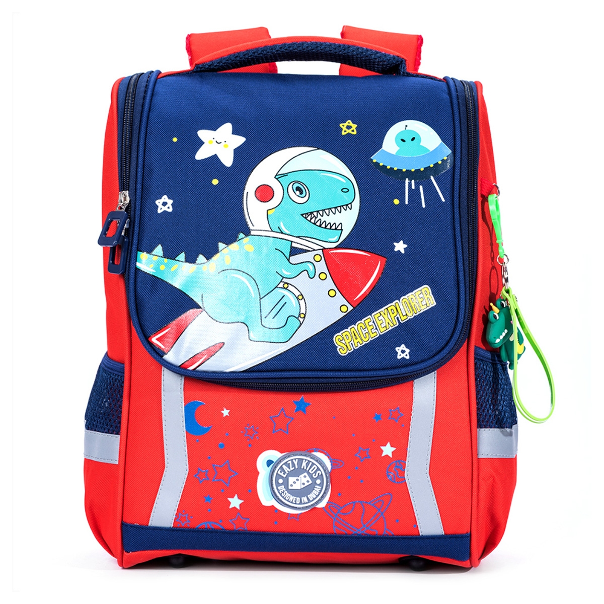 Eazy Kids Red School Bag Dinosaur In Space Unisex, 3-4 Years