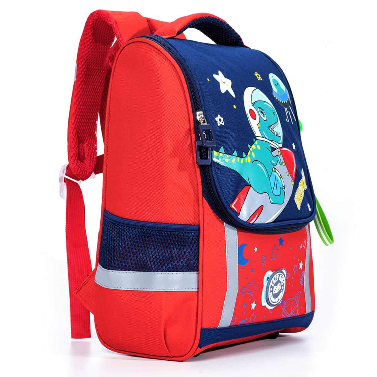 Eazy Kids Red School Bag Dinosaur In Space Unisex, 3-4 Years