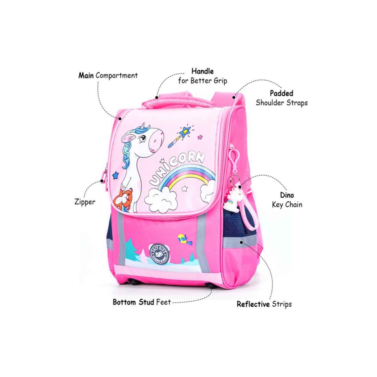 Eazy Kids Princess Unicorn School Bag with Trolley