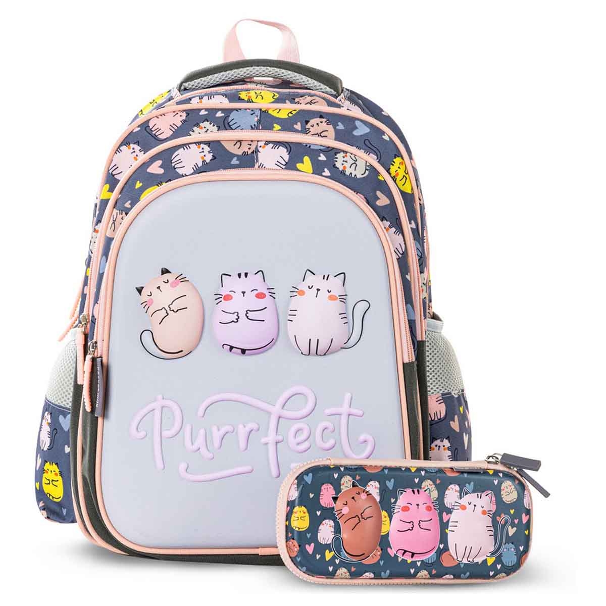 Eazy Kids 16" Purrfect School Bag with Pencil Case