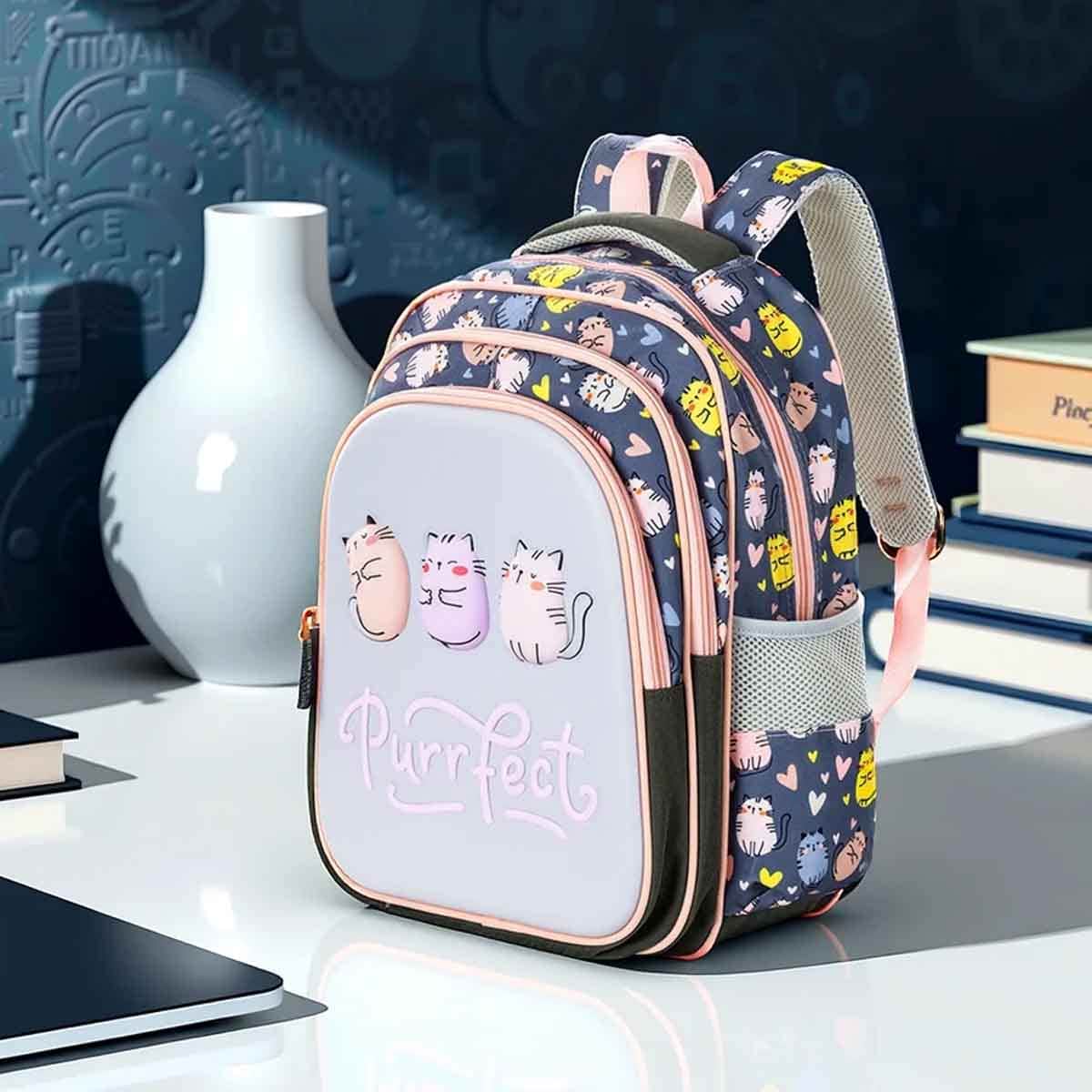 إيزي كيدز حقيبة مدرسية مقاس 16 إنش بتصميم بيرفكت مع مقلمة