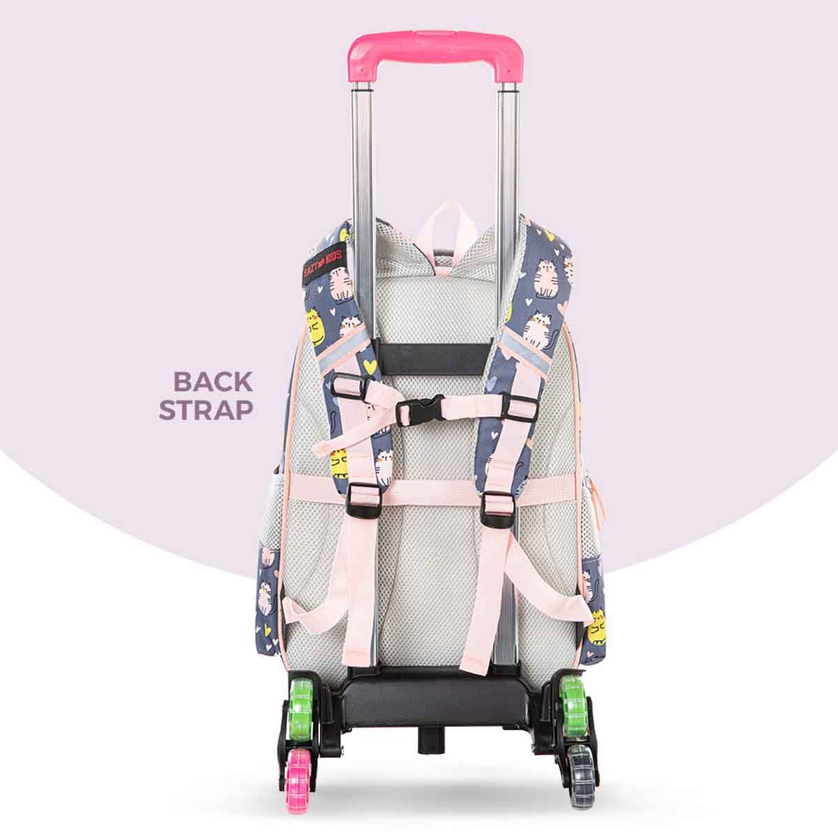 إيزي كيدز حقيبة مدرسية مقاس 16 إنش بتصميم بيرفكت مع عربة ومقلمة