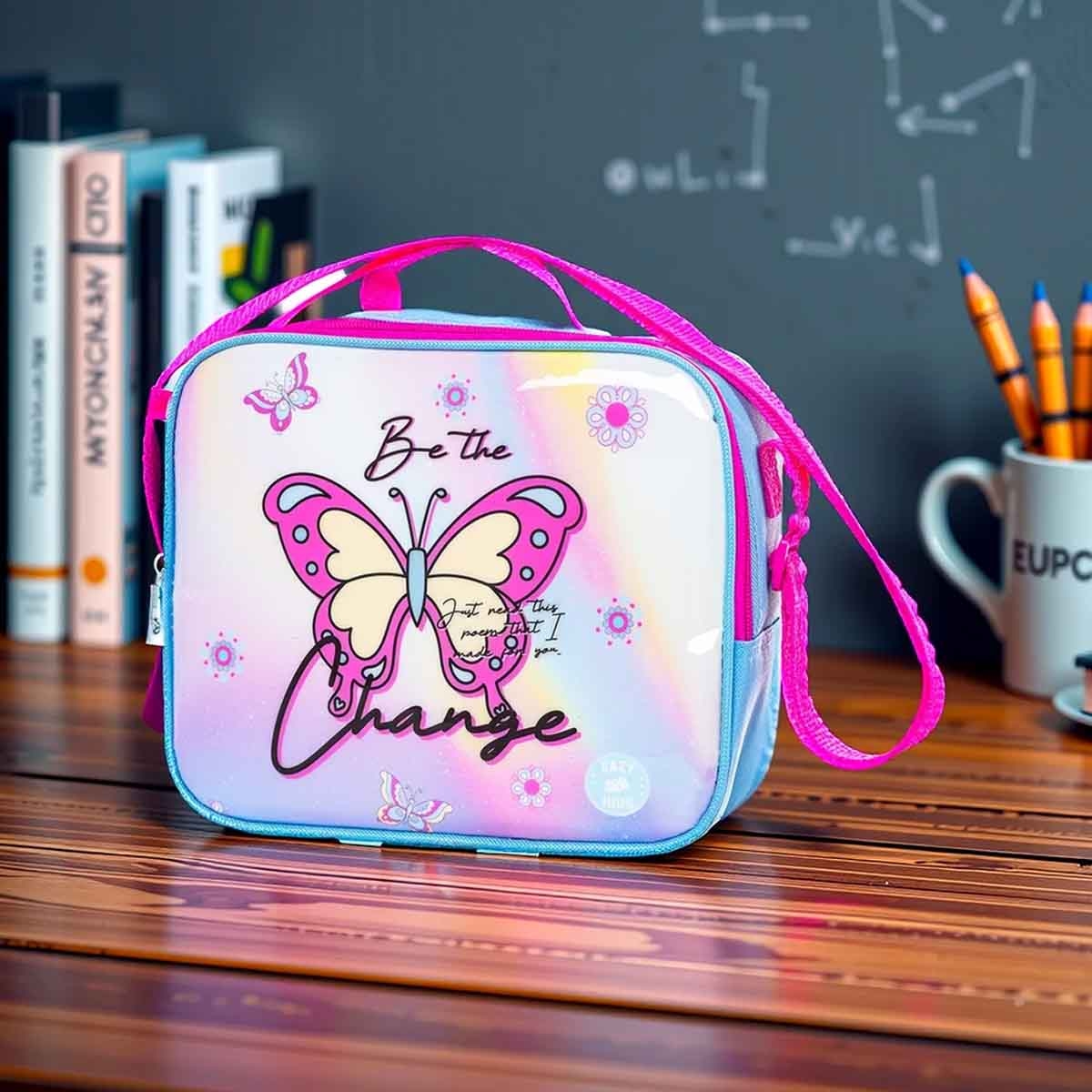 إيزي كيدز حقيبة مدرسية 5 في 1 مقاس 16 إنش بتصميم باترفلاي مع عربة