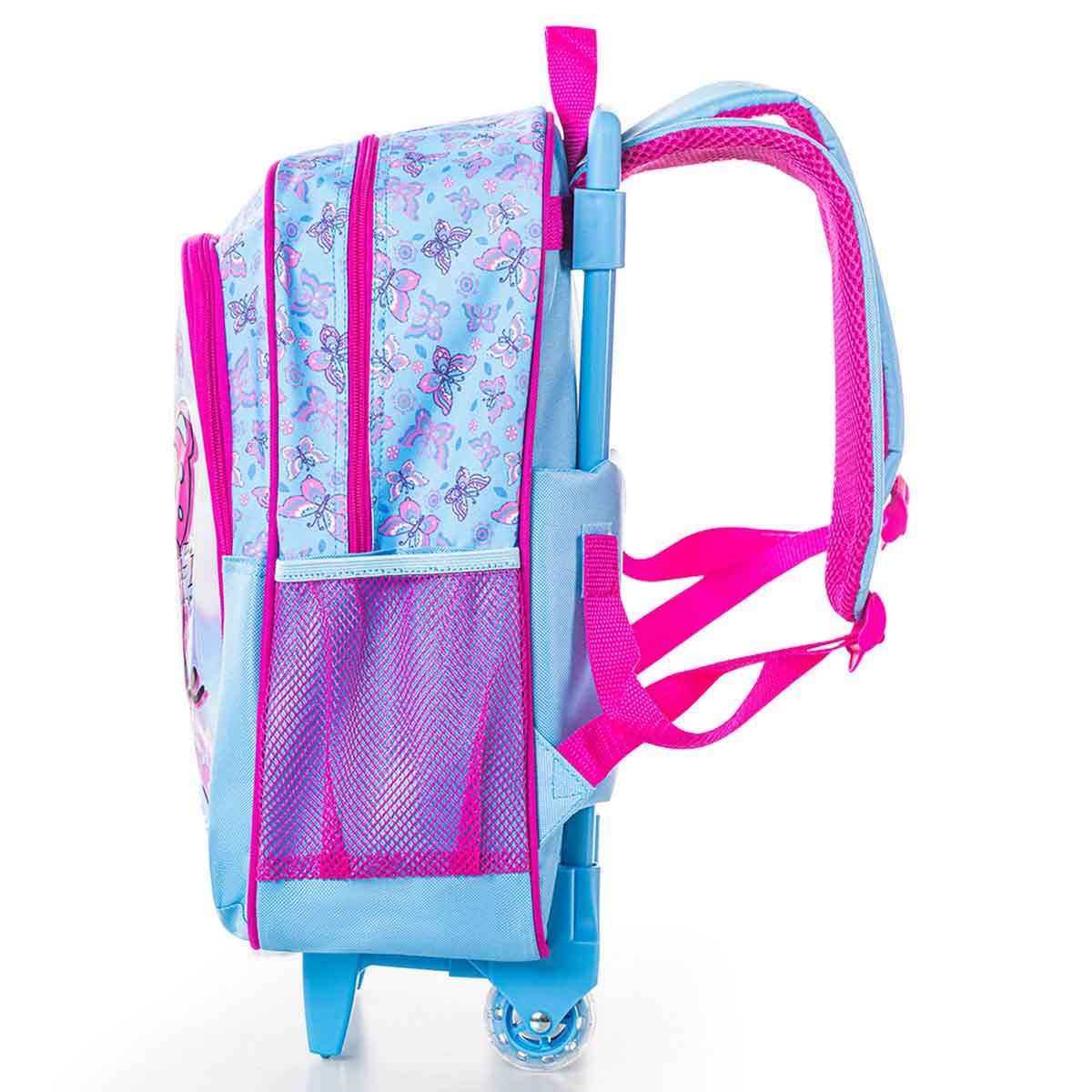 إيزي كيدز حقيبة مدرسية 5 في 1 مقاس 16 إنش بتصميم باترفلاي مع عربة