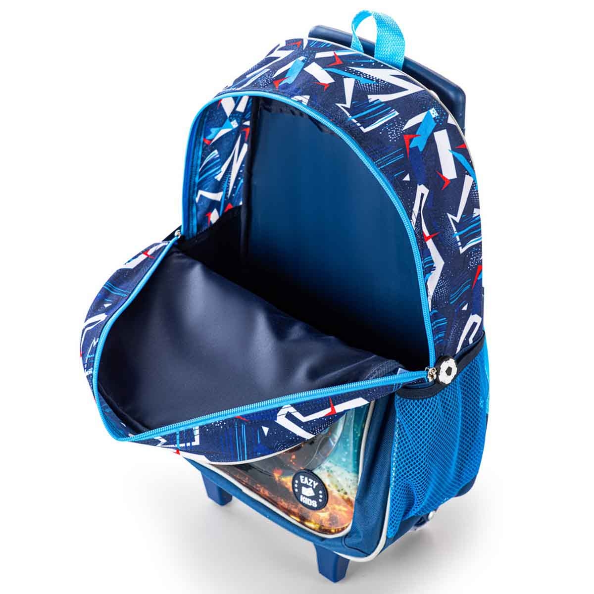إيزي كيدز حقيبة مدرسية 5 في 1 مقاس 16 إنش بتصميم كرة القدم مع عربة