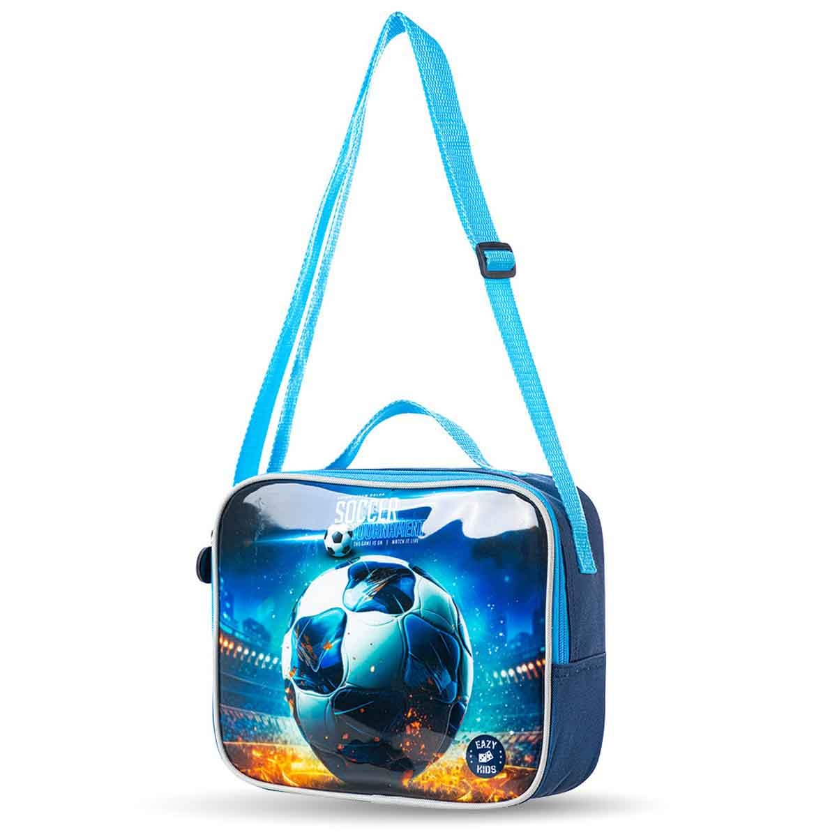 إيزي كيدز حقيبة مدرسية 5 في 1 مقاس 16 إنش بتصميم كرة القدم مع عربة