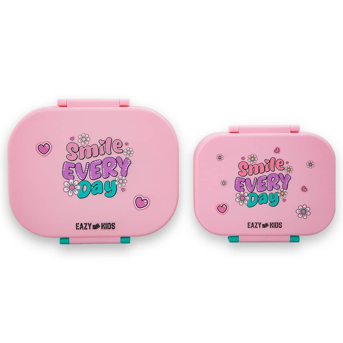 Eazy Kids Shine Pink Bento Lunch Box with 445ml Stainless Steel Water Bottle Set