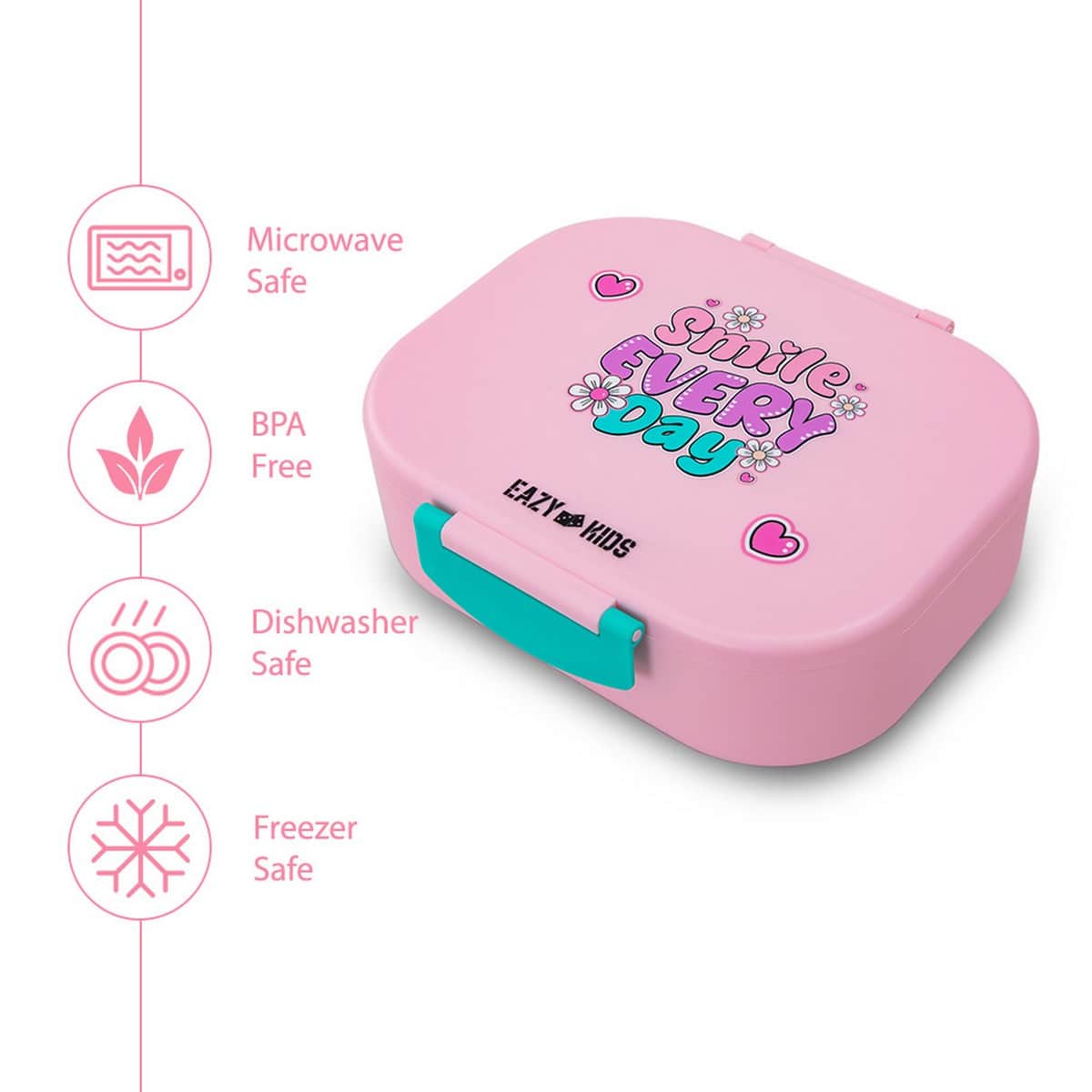 Eazy Kids Shine Pink Bento Lunch Box with 445ml Stainless Steel Water Bottle Set