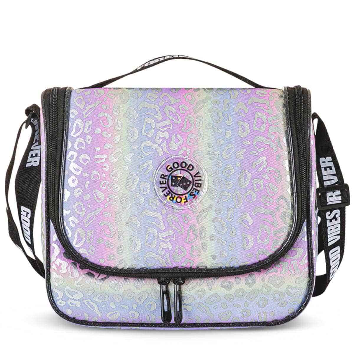Eazy Kids Silver Good Vibes School Bag with Insulated Spray Water Bottle