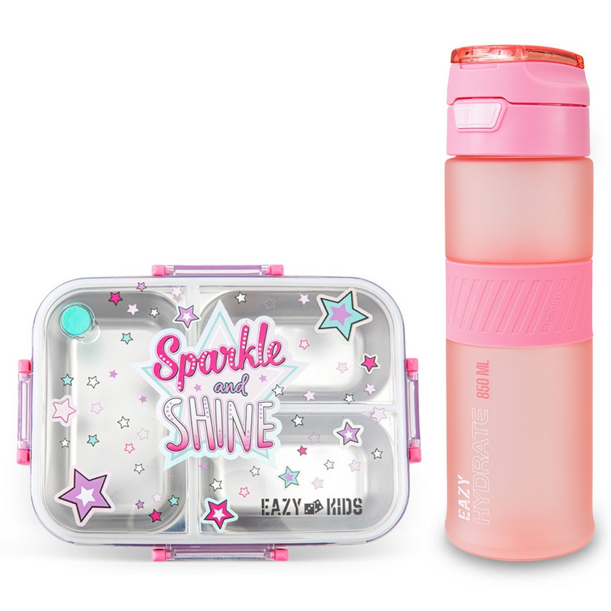 Eazy Kids Sparkle Girl Stainless Steel Bento Lunch Box with 850ml Tritan Water Bottle