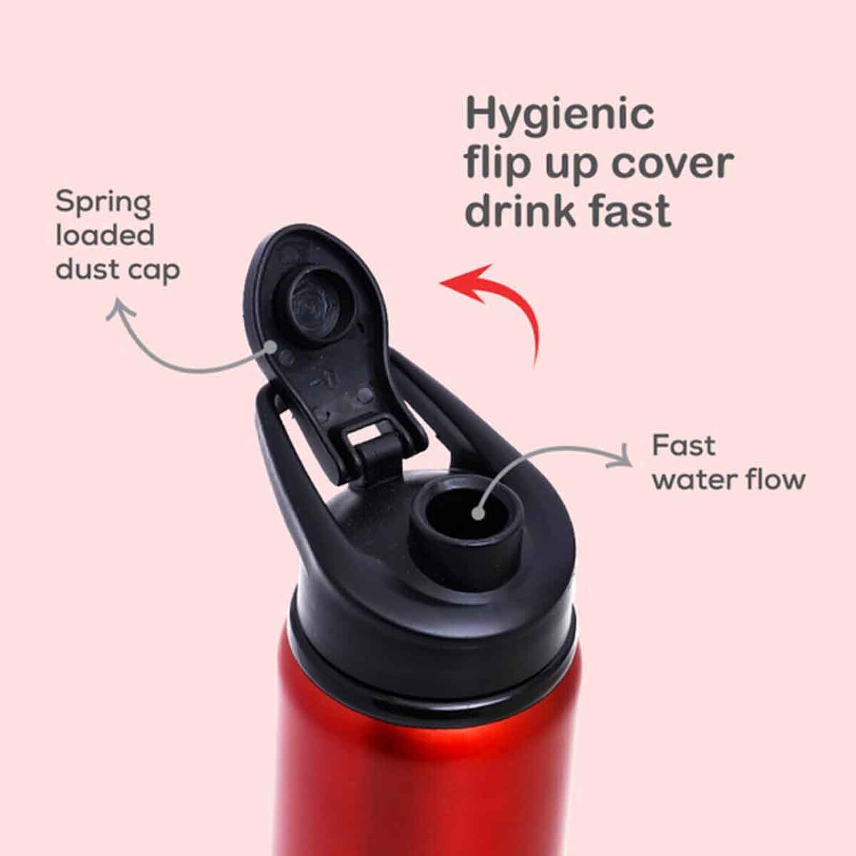 Eazy Kids 700ml Red Stainless Steel Sports Water Bottle