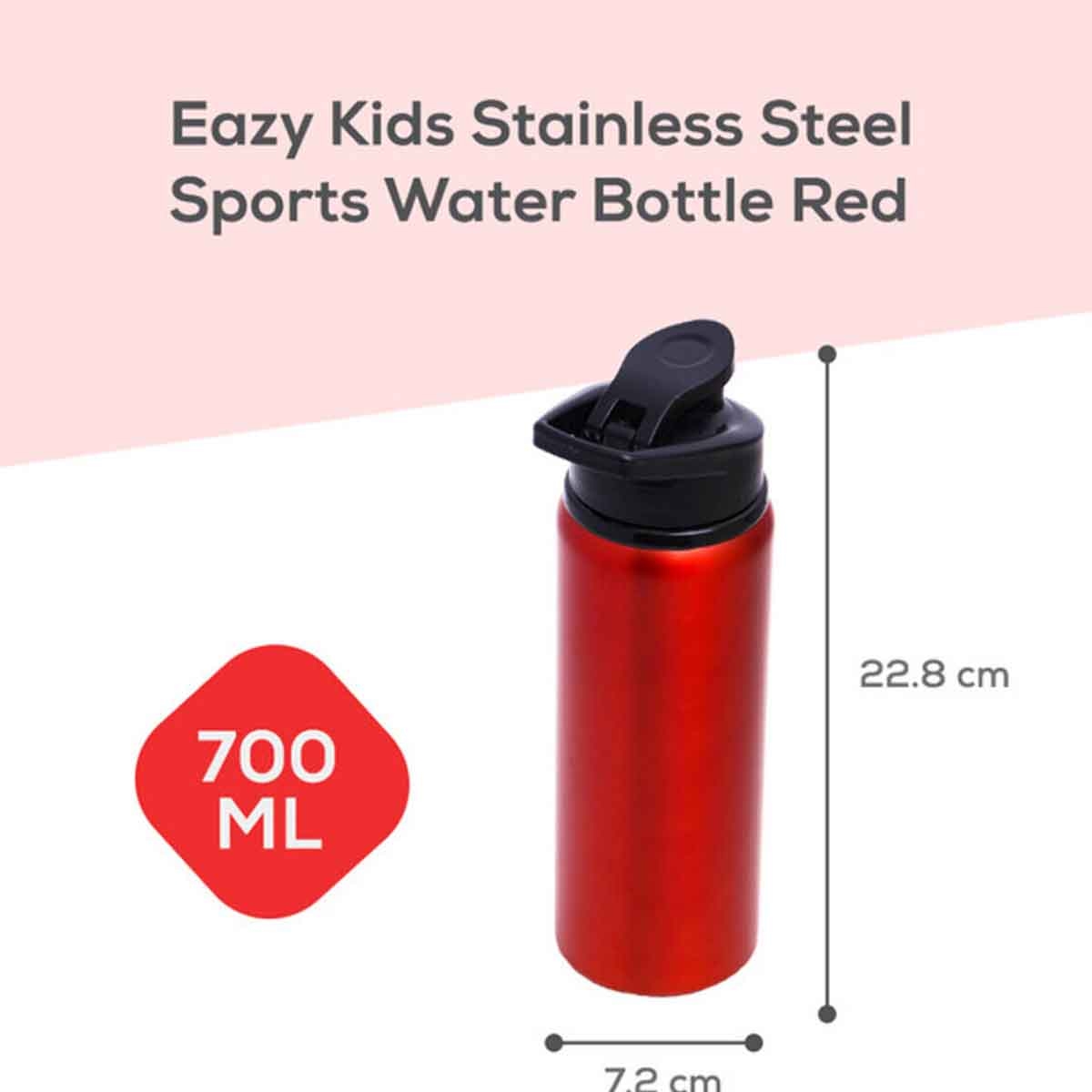 Eazy Kids 700ml Red Stainless Steel Sports Water Bottle