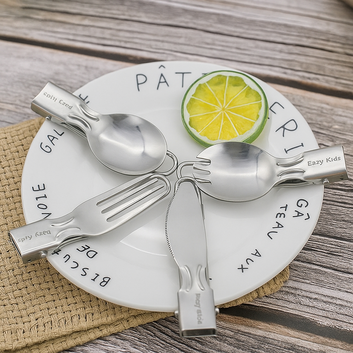 إيزي كيدز ملعقة وشوكة قابلة للطي من الستانلس ستيل للجنسين من عمر 3 إلى 4 سنوات