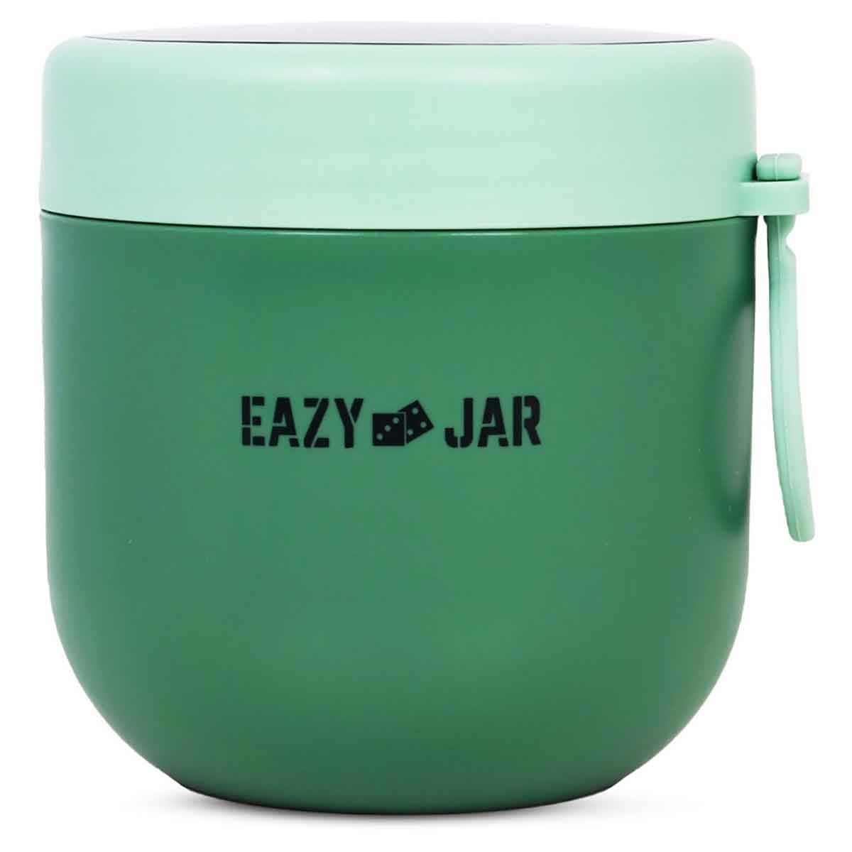 Eazy Kids Green Steel Lunch Box with Folding Spoon